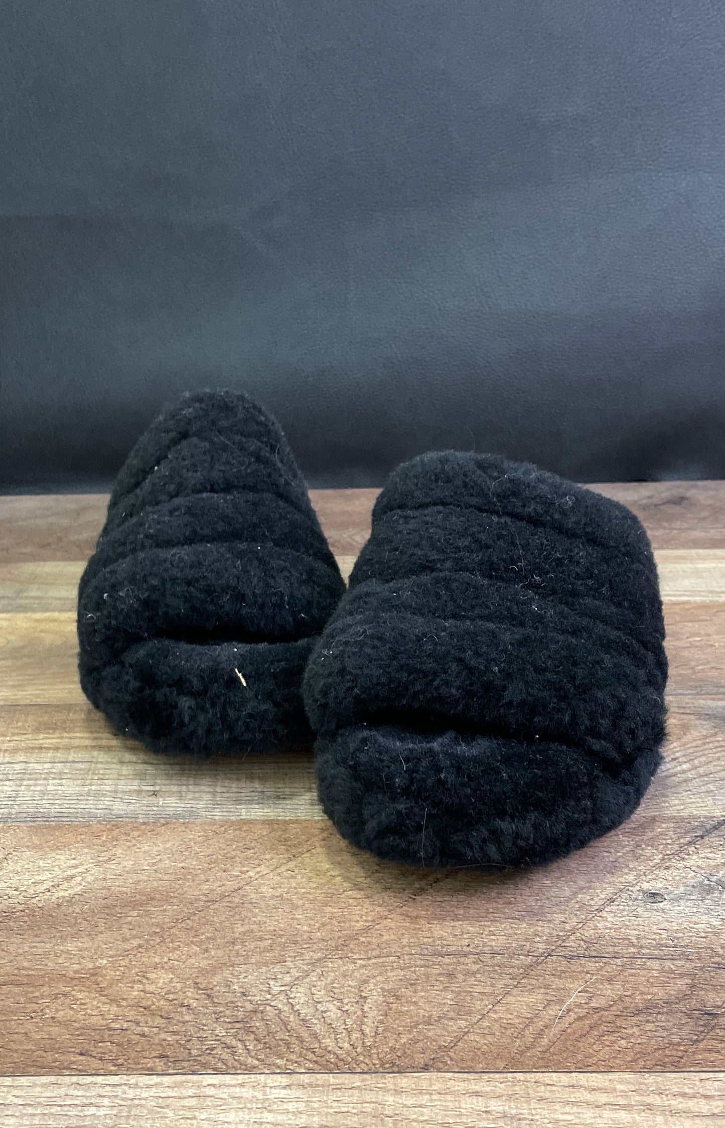 UGG Oh Fluffita Black Curly Sheepskin Platform Slippers Slides Women's Size 10