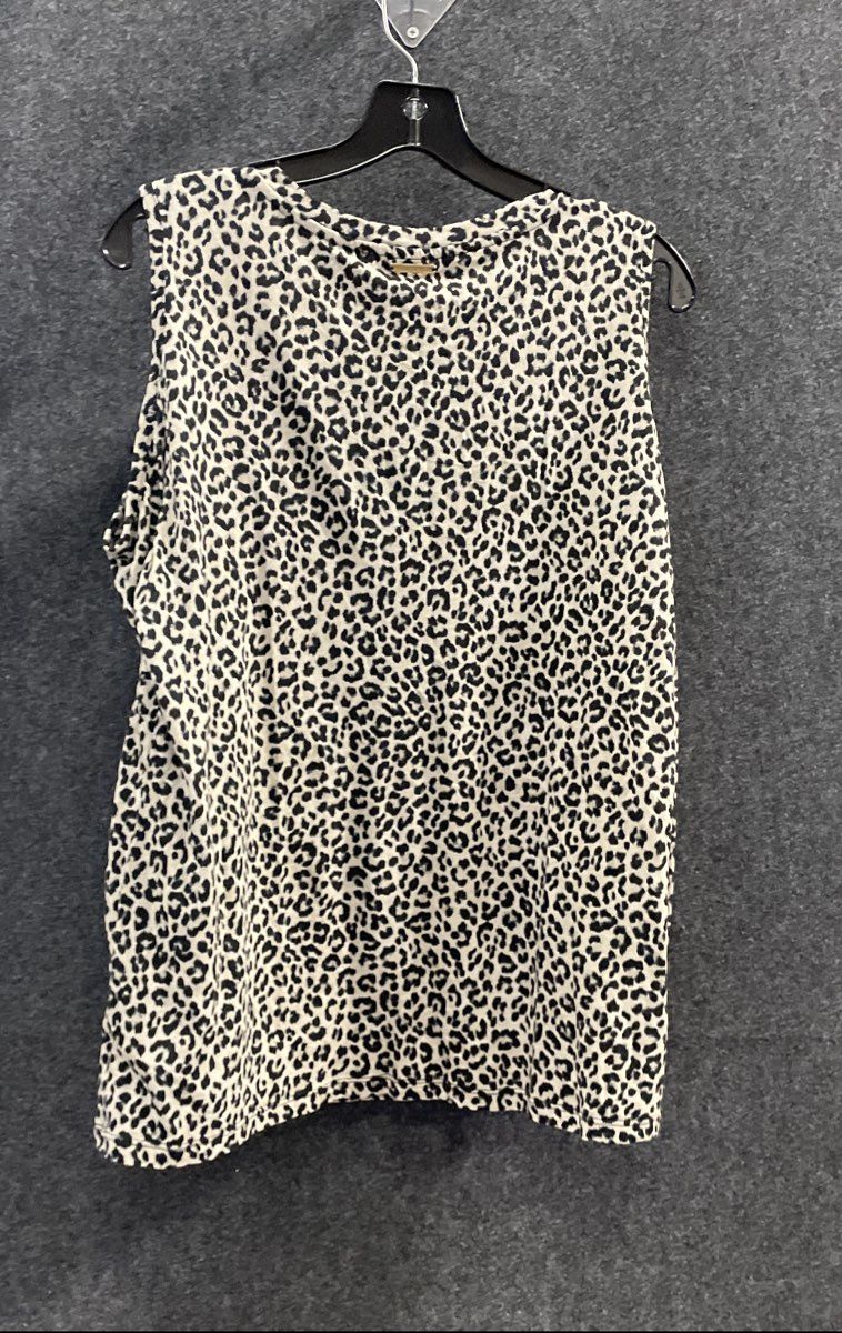 Michael Kors Women's Cheetah Print Cold Shoulder Long Sleeve Top Sz L