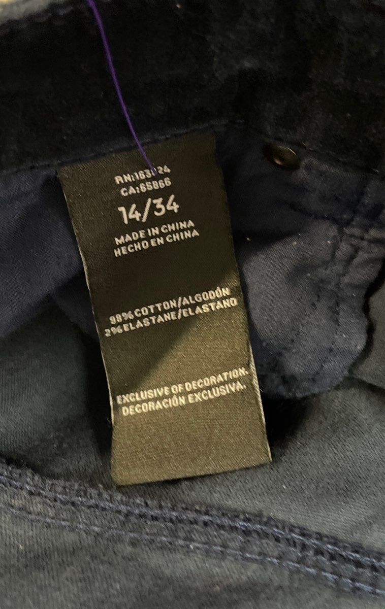 Well Worn Women's Navy Blue Velvety Stretch Cotton 5-Pocket Pants Sz 14/34