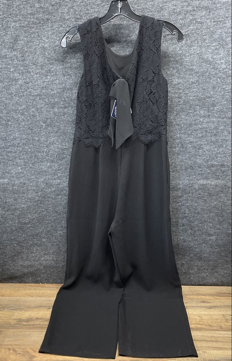 Talbots RSVP Women's Black Sleeveless Lace Bodice Wide Leg Jumpsuit Sz 2P NWT