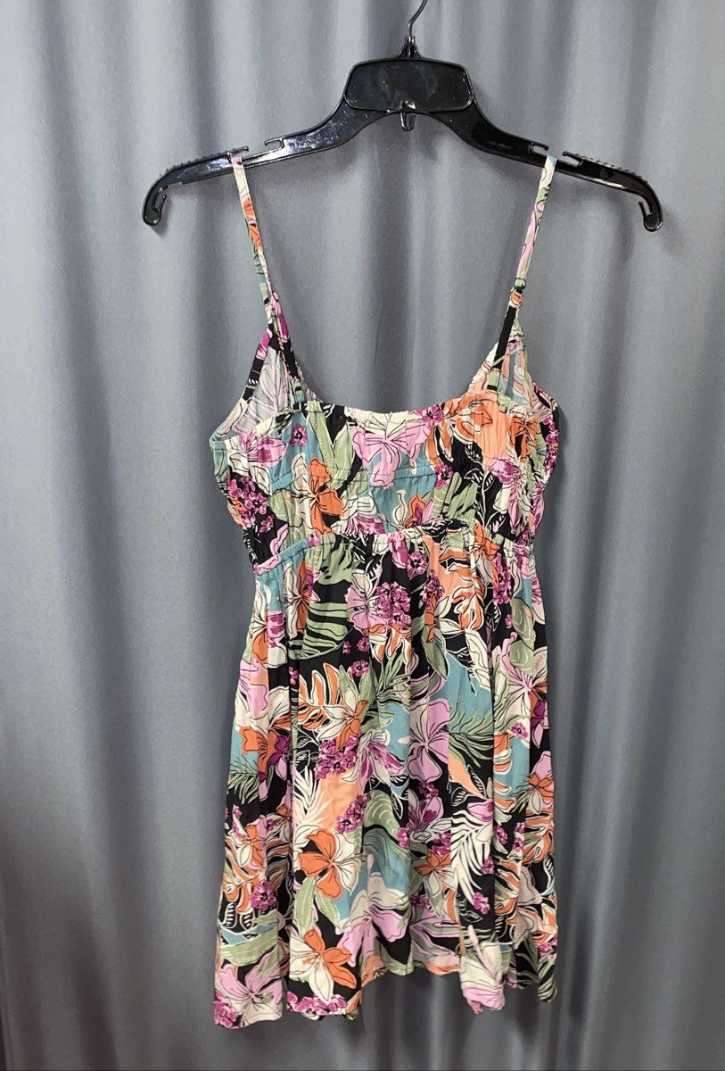 Roxy Women's Black Multicolored Tropical Floral Viscose Cami Sundress Sz XS