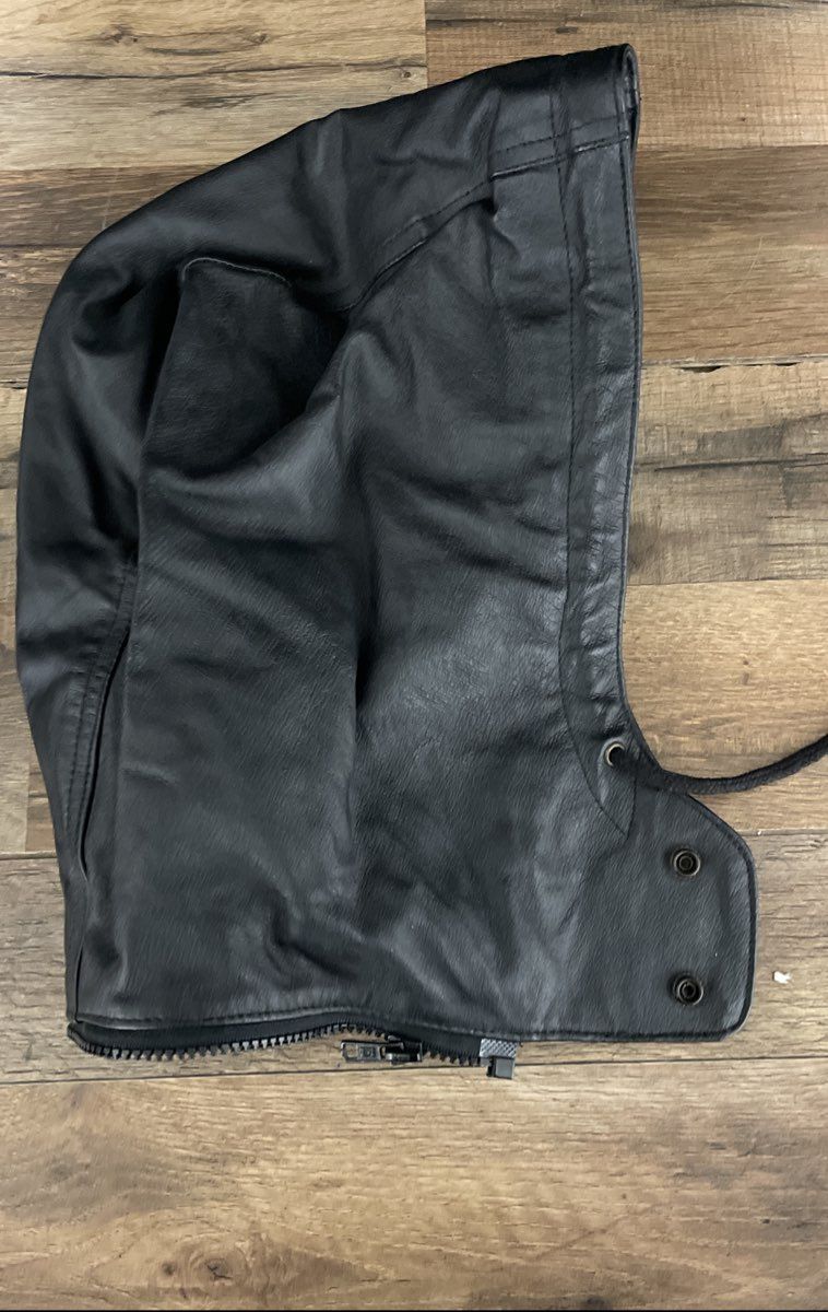 Vintage 90s 4U of California Men's Black Leather Insulated Hooded Coat Sz XL