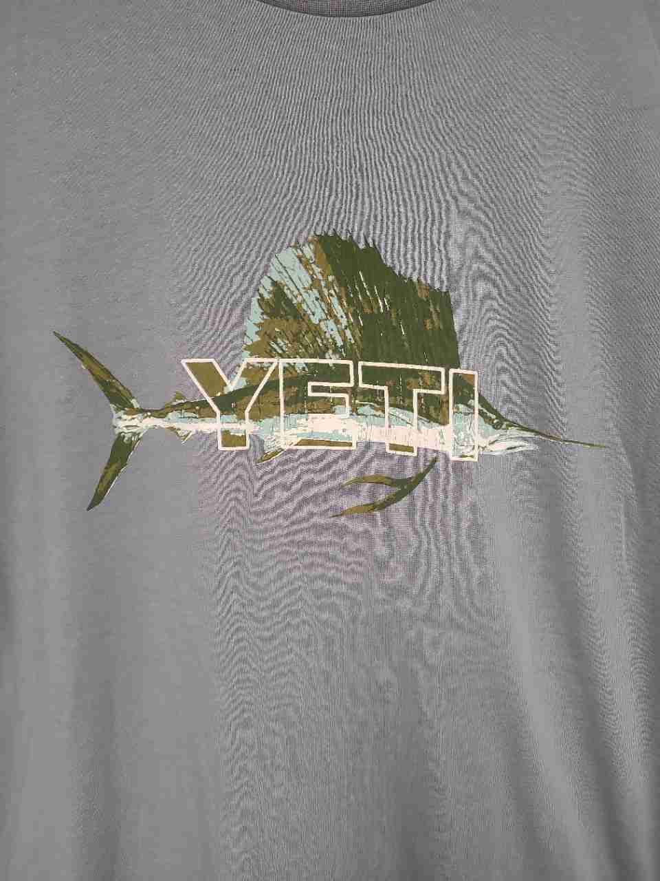 Yeti Men's Light Gray Marlin Graphic Fishing Short Sleeve T-Shirt Size L