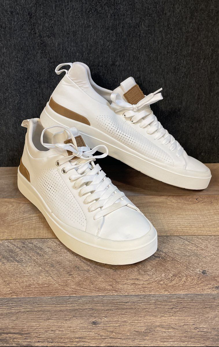Steve Madden P-Pyper White Tan Perforated Fashion Sneakers Men's Size 11