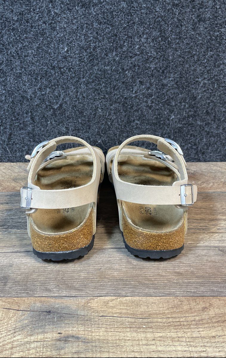 Birki's Rio Cream Off-White Three Strap Backstrap Sandals Women's Size 8