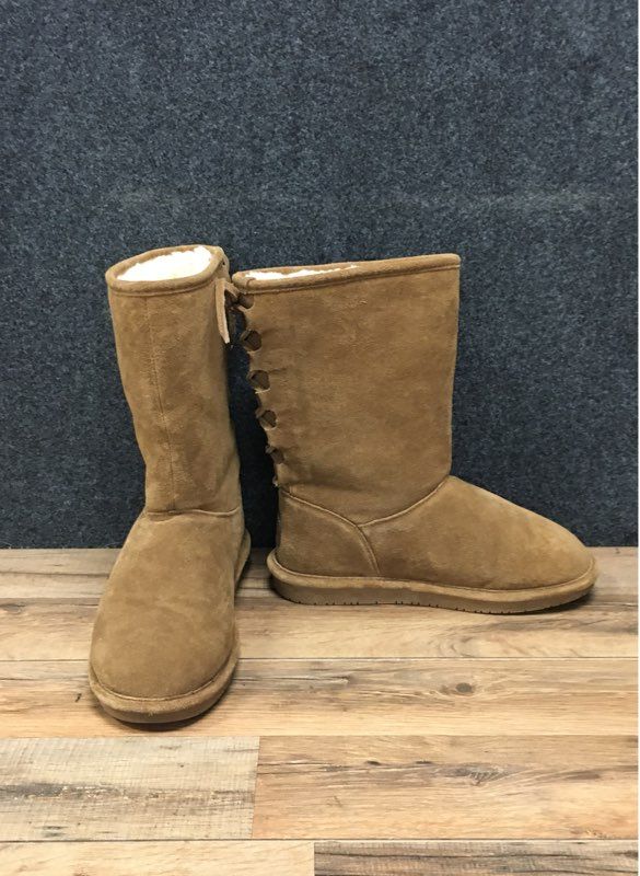 Bearpaw Women's Emma Tall Lace-Up Hickory Suede Winter Boots Size 10