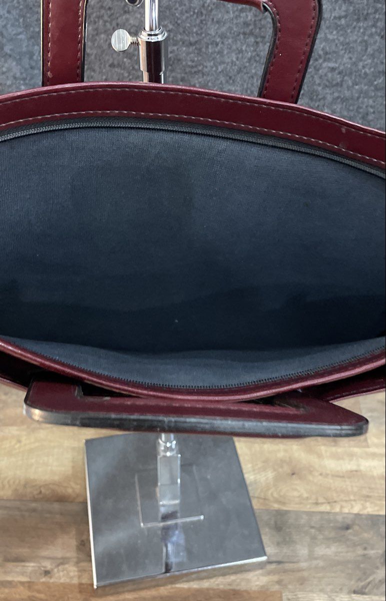 Vintage Samsill 7244 Burgundy Slim Briefcase Zippered Portfolio Handle Bag