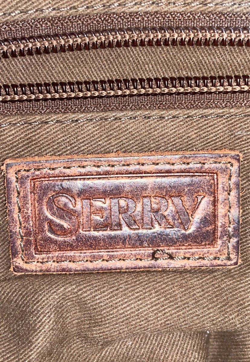SERRV Brown Leather Crossbody Bag Adjustable Strap Multi-Color Tassel