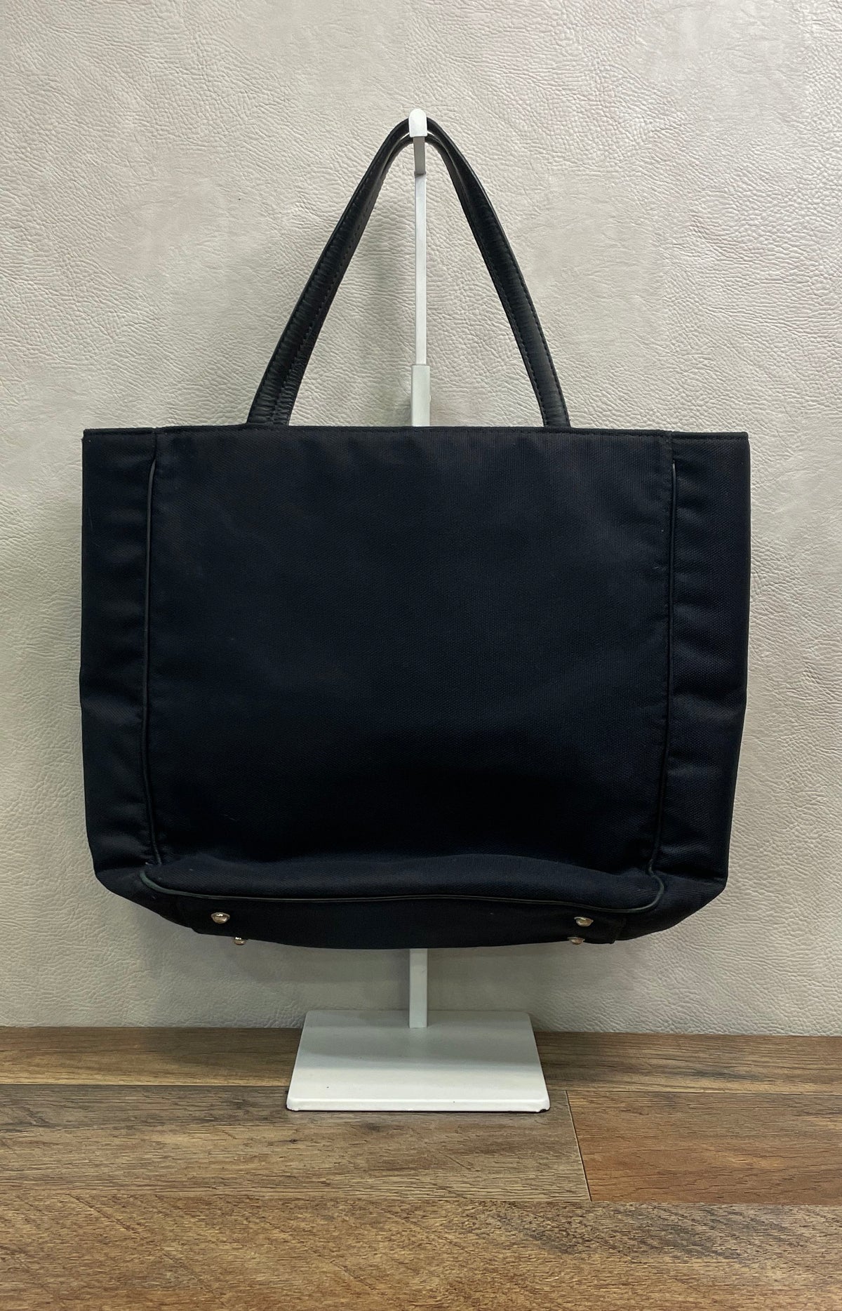 Kate Spade New York Black Canvas Leather Trim Tote Bag Medium Silver Feet