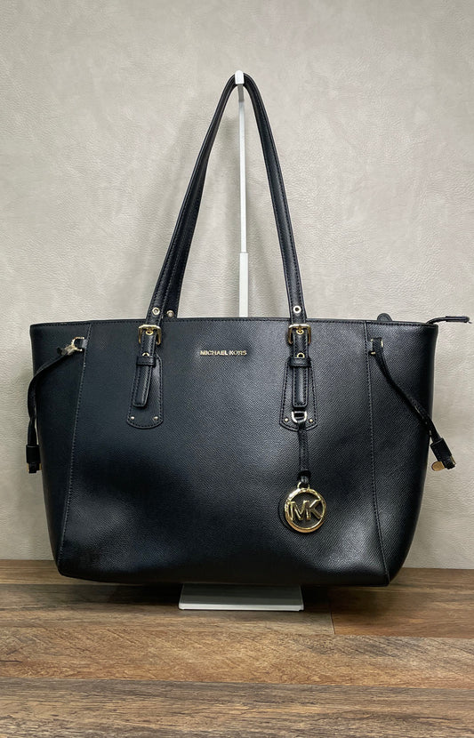 Michael Kors Black Pebbled Leather Large Tote Bag Gold Hardware