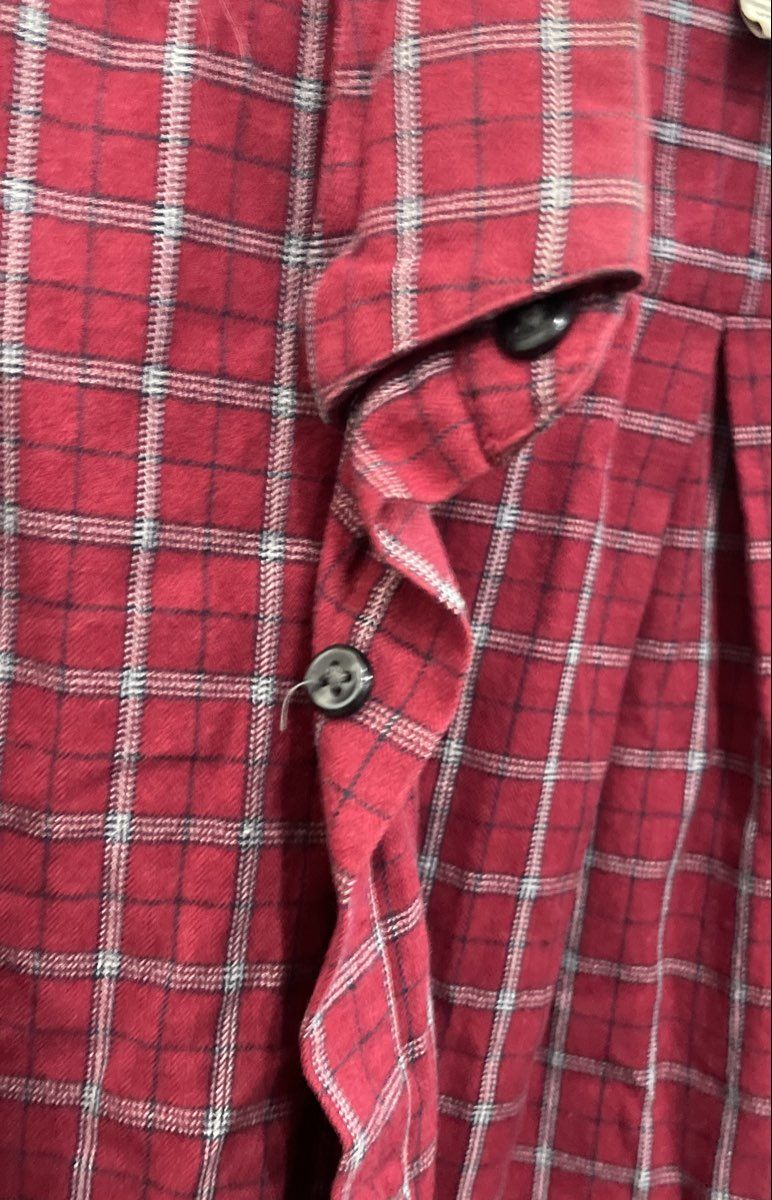 St. John's Bay Men's Red Plaid Button Up 100% Cotton Long Sleeve Shirt XL