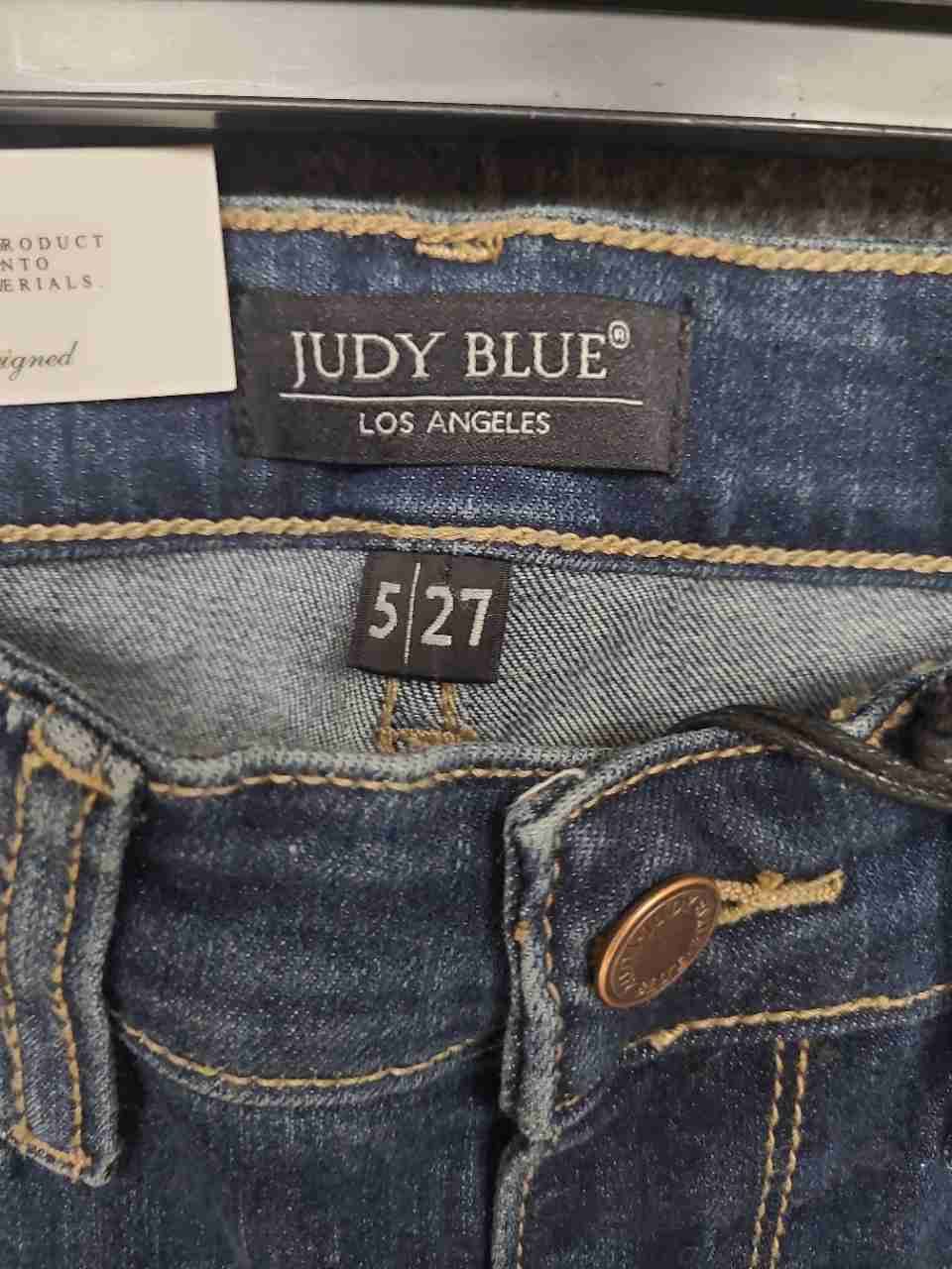 Judy Blue Women's Mid Rise Distressed Skinny Jeans Blue Ripped Sz 5/27 NWT