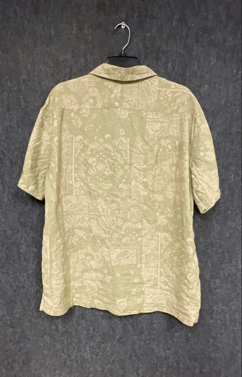 Abercrombie & Fitch Men's Olive Green Relaxed Paisley Floral Camp Shirt Sz L