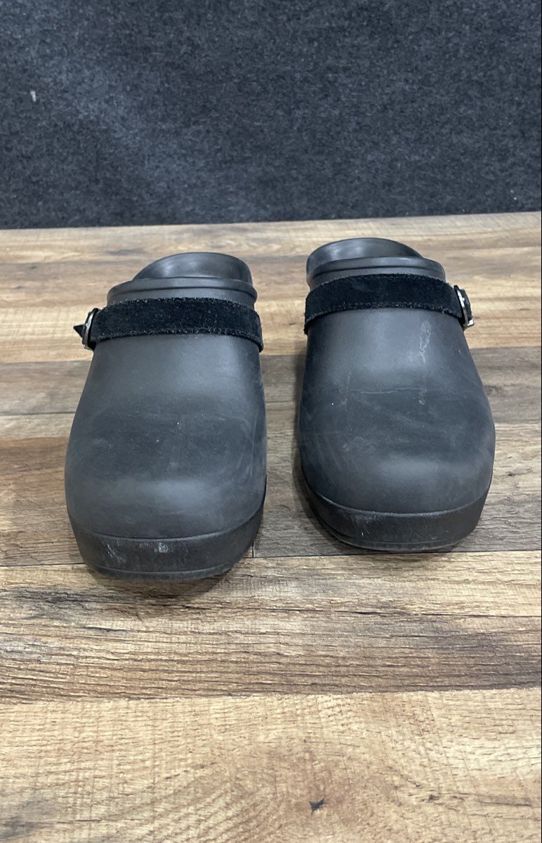 Crocs Black Platform Wedge Clog Mules Dual Comfort Buckle Strap Women's Size 9