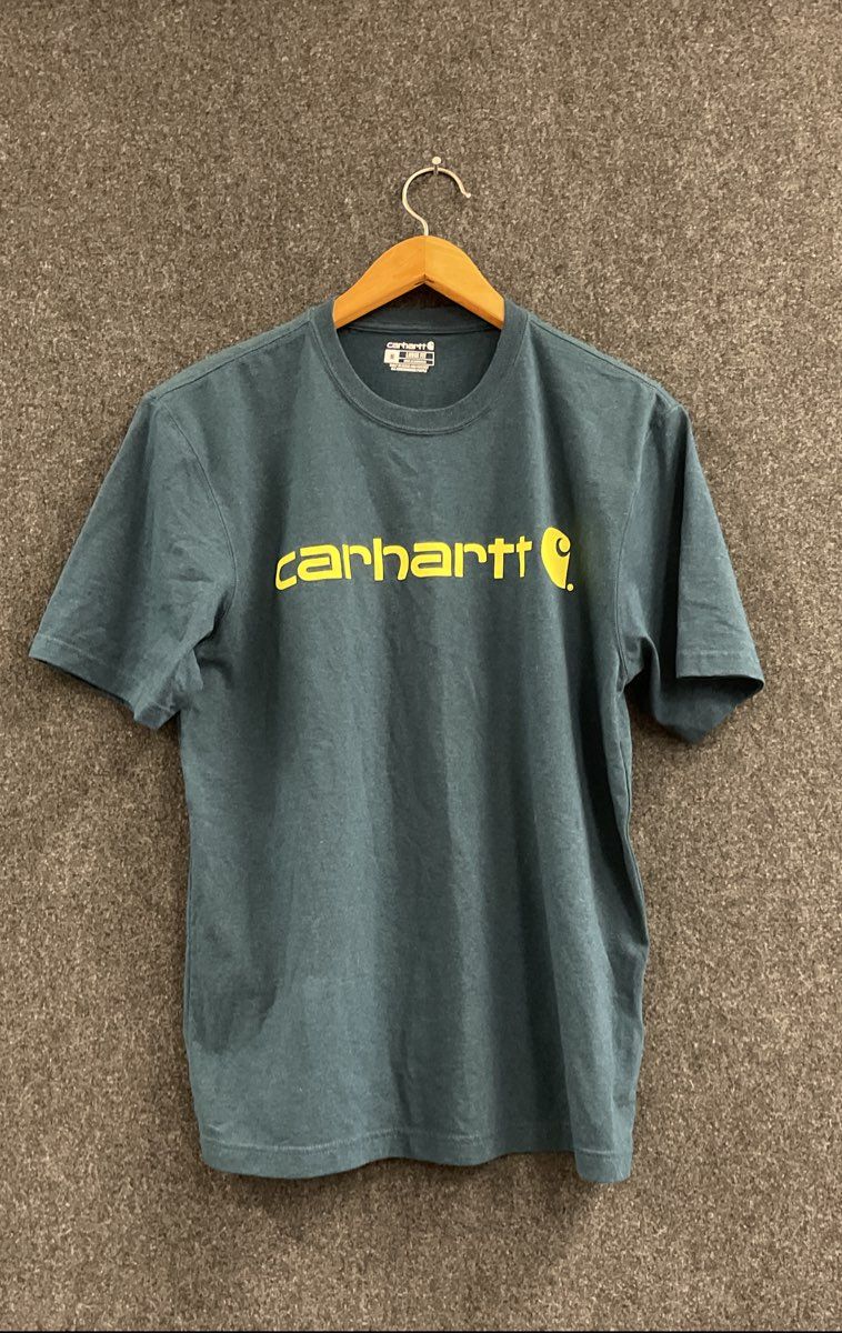 Carhartt Men's Teal Blue Graphic Logo Loose Fit T-Shirt Size M