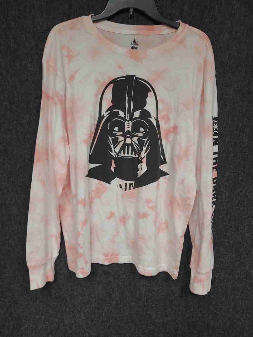 Disney Star Wars Men's Pink Tie Dye Darth Vader Long Sleeve Shirt Sz M NWT