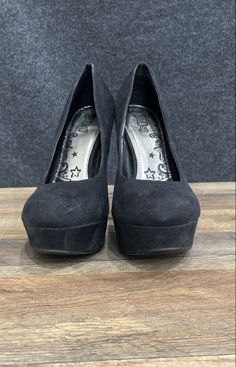 Brash Black Faux Suede Platform Stiletto High Heel Pumps Women's Size 8.5