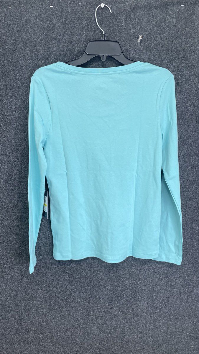 Tommy Hilfiger Women's Long Sleeve Tee Aqua Mint Green Cotton Logo Sz M NWT
