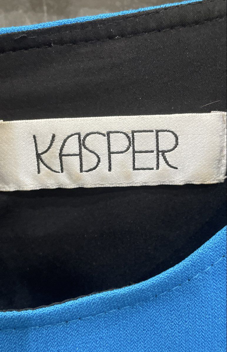 Kasper Women's Blue Black Colorblock Sleeveless Sheath Dress