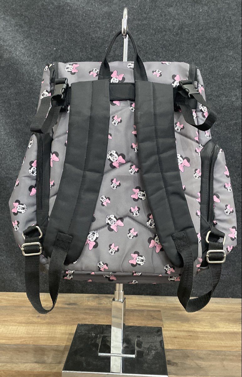 Disney Baby Grey Minnie Mouse Pattern Diaper Bag Backpack Multi-Pocket Travel