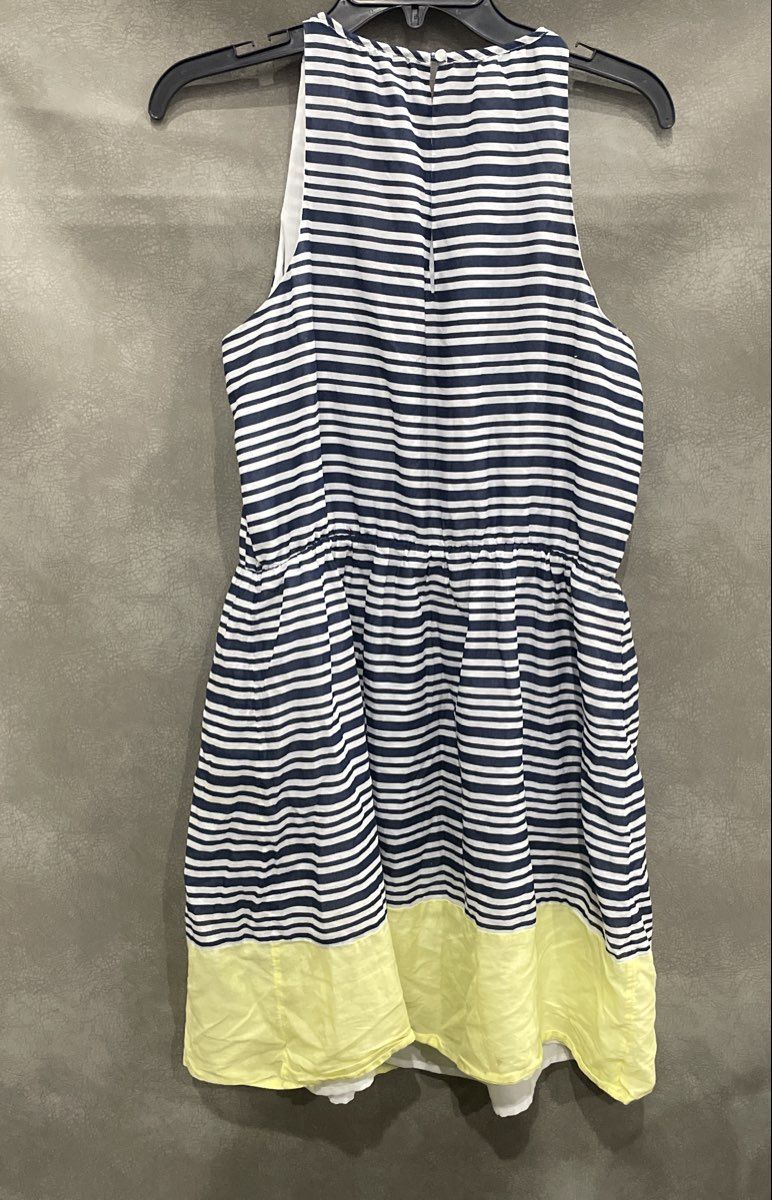 Old Navy Women's Blue White Striped Yellow Colorblock Sleeveless Cotton Dress L