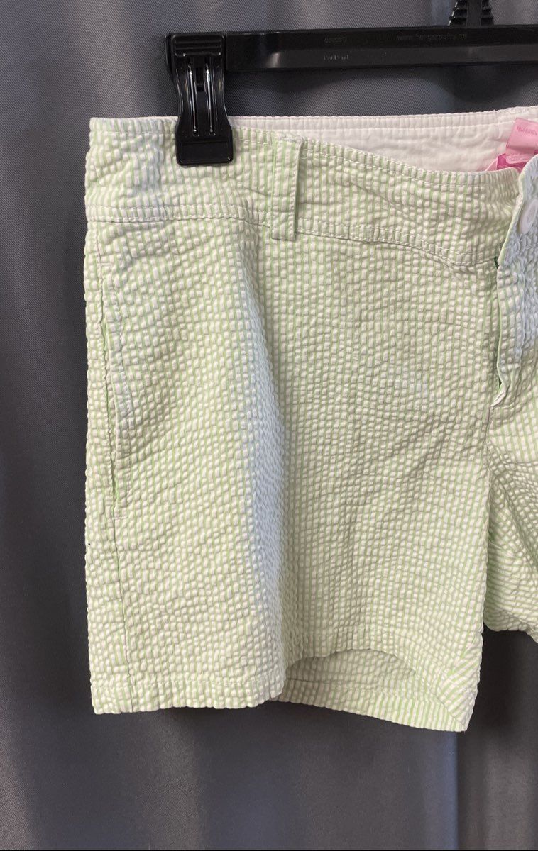 Lilly Pulitzer Women's Green White Seersucker Striped Shorts Sz 10