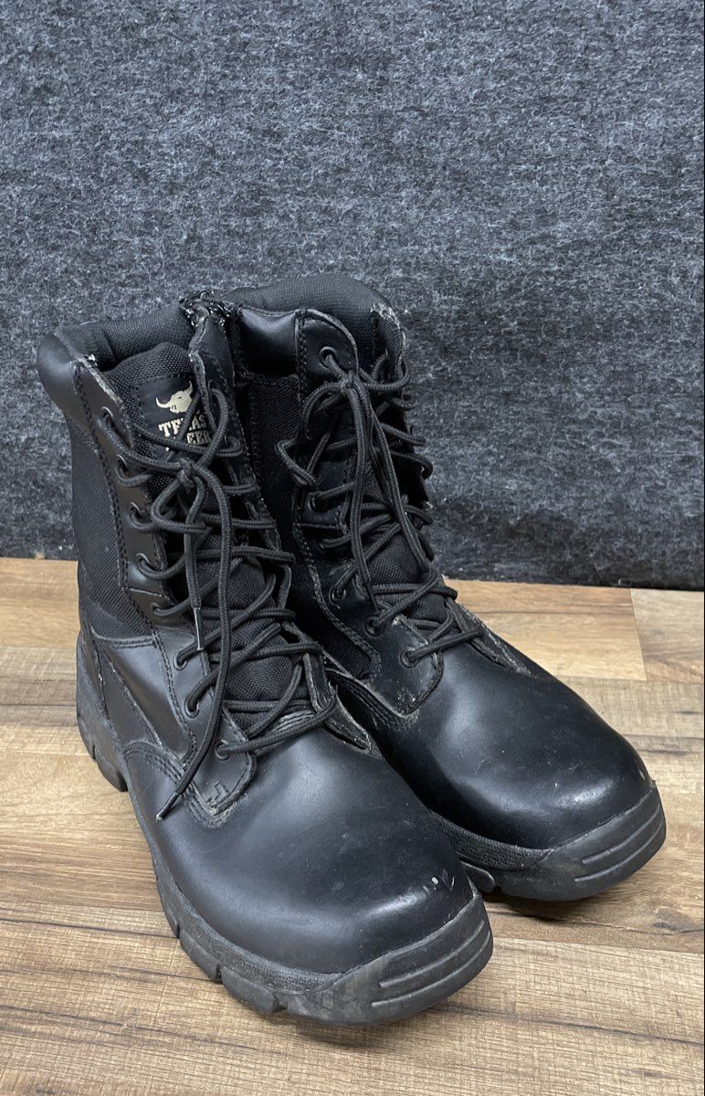 Texas Steer Kadmus 2 Black Leather Side Zip Tactical Work Boots Men's Size 10M