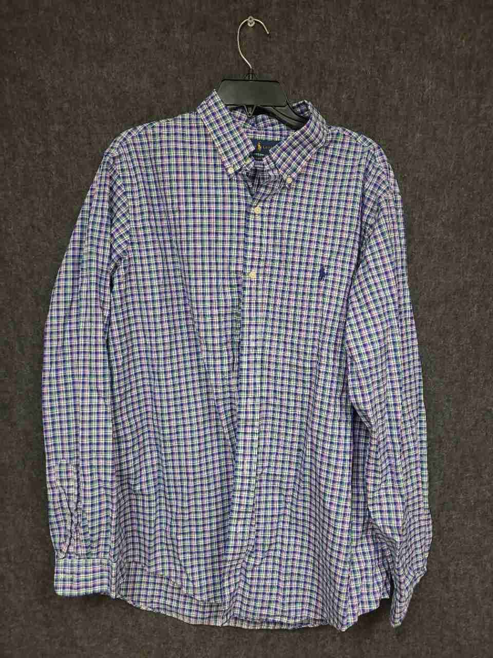 Ralph Lauren Men's Classic Fit Button Down Shirt Blue Green Purple Plaid XL