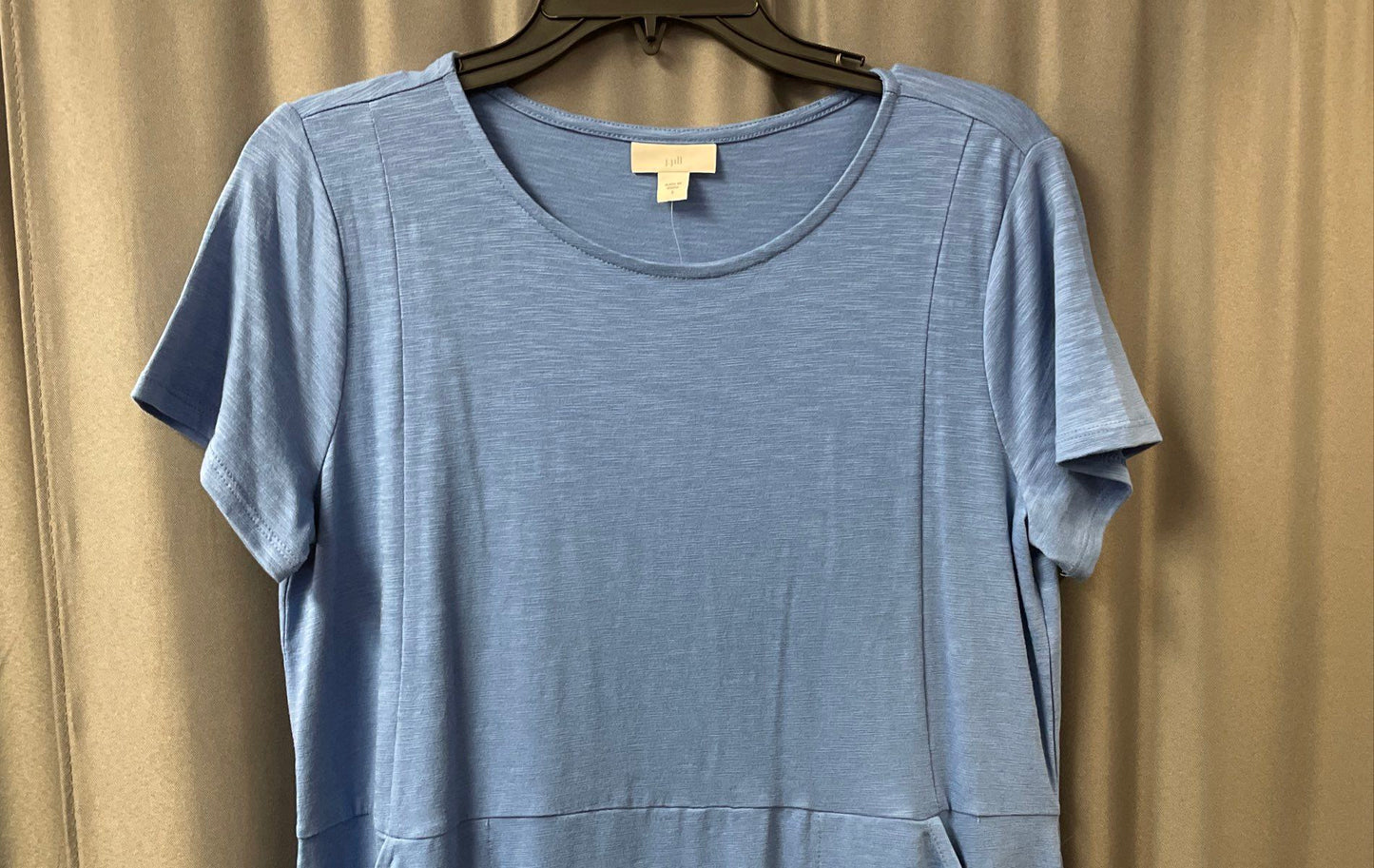 J. Jill Women's Blue Opal Slub Knit T-Shirt Pocket Dress NWT Sz S
