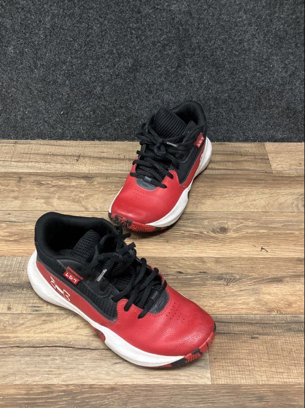 Under Armour Lockdown 7 Red Black White Boys Basketball Shoes Size 7Y
