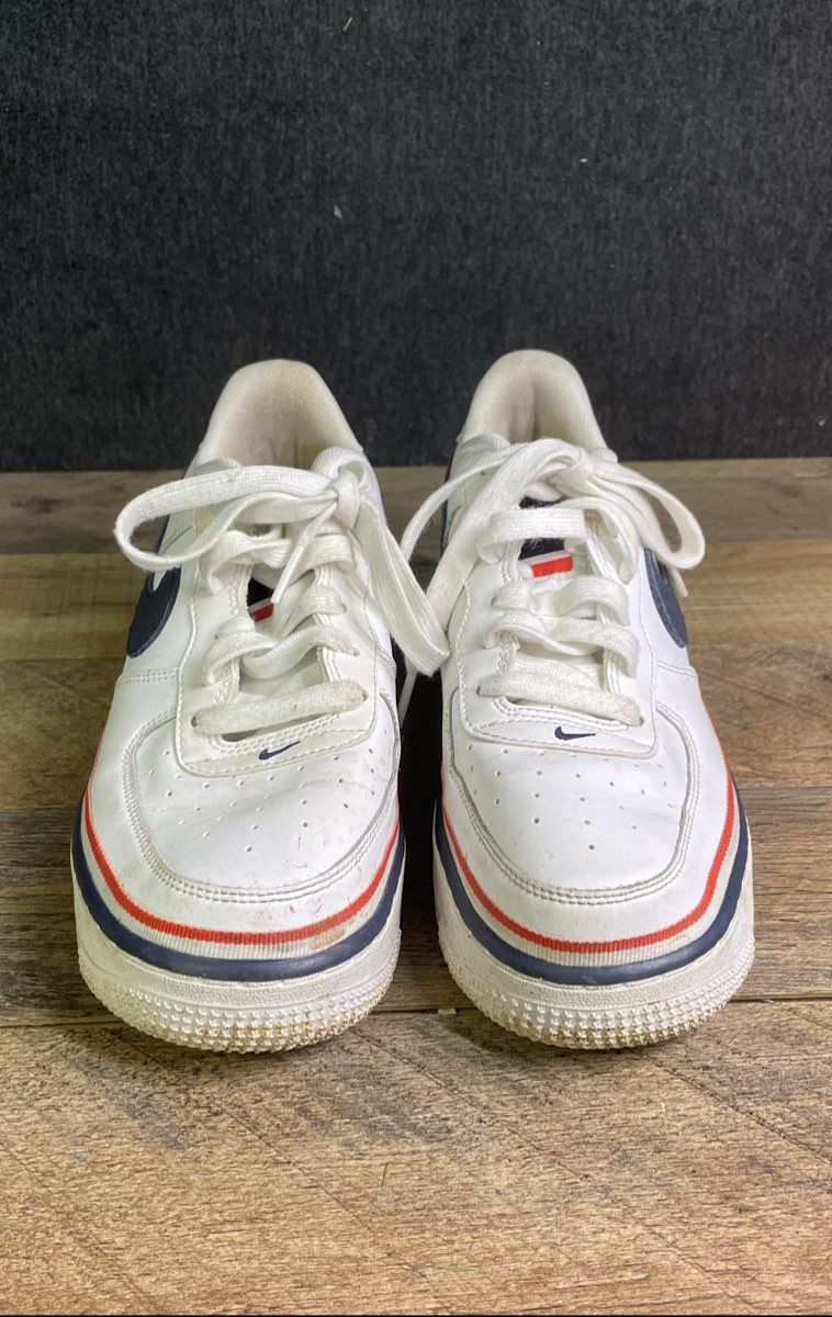 Nike Air Force 1 LV8 White Midnight Navy Red Youth Sneakers Size 6.5Y