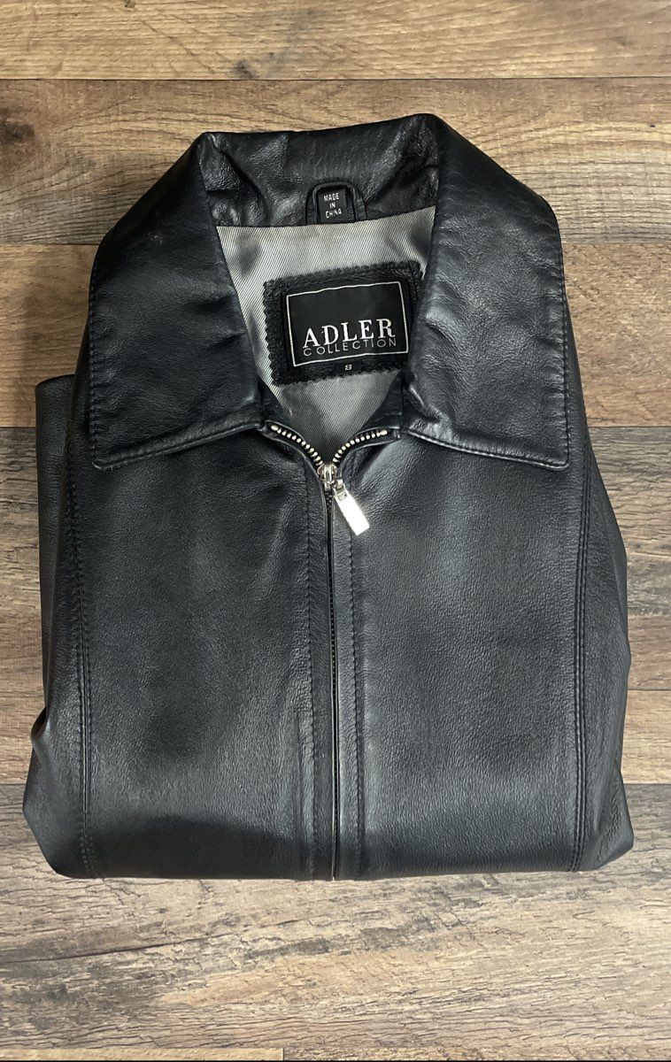 Adler Collection Women's Black Genuine Leather Zip Front Jacket Sz S