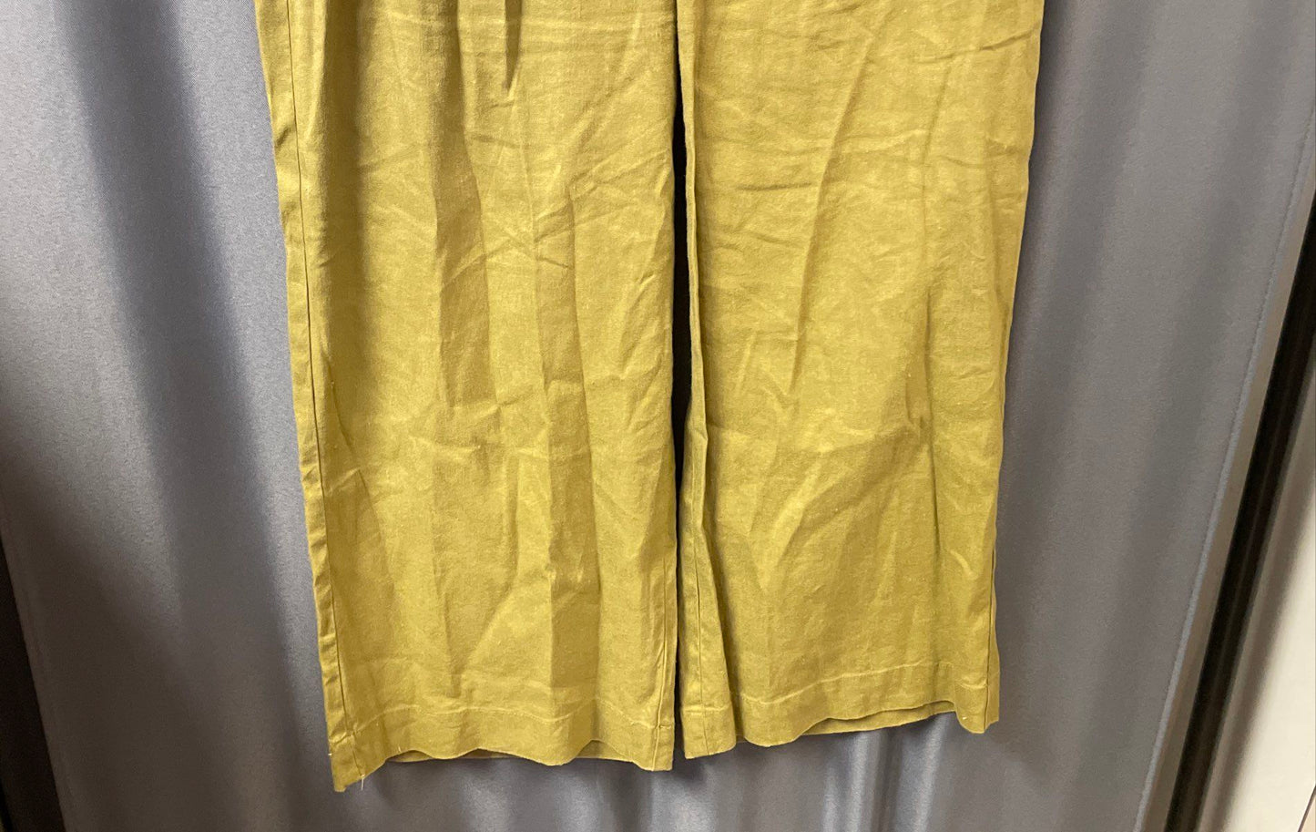 J. Jill Women's Green Linen Blend Wide Leg Cropped Elastic Waist Pants Sz XS