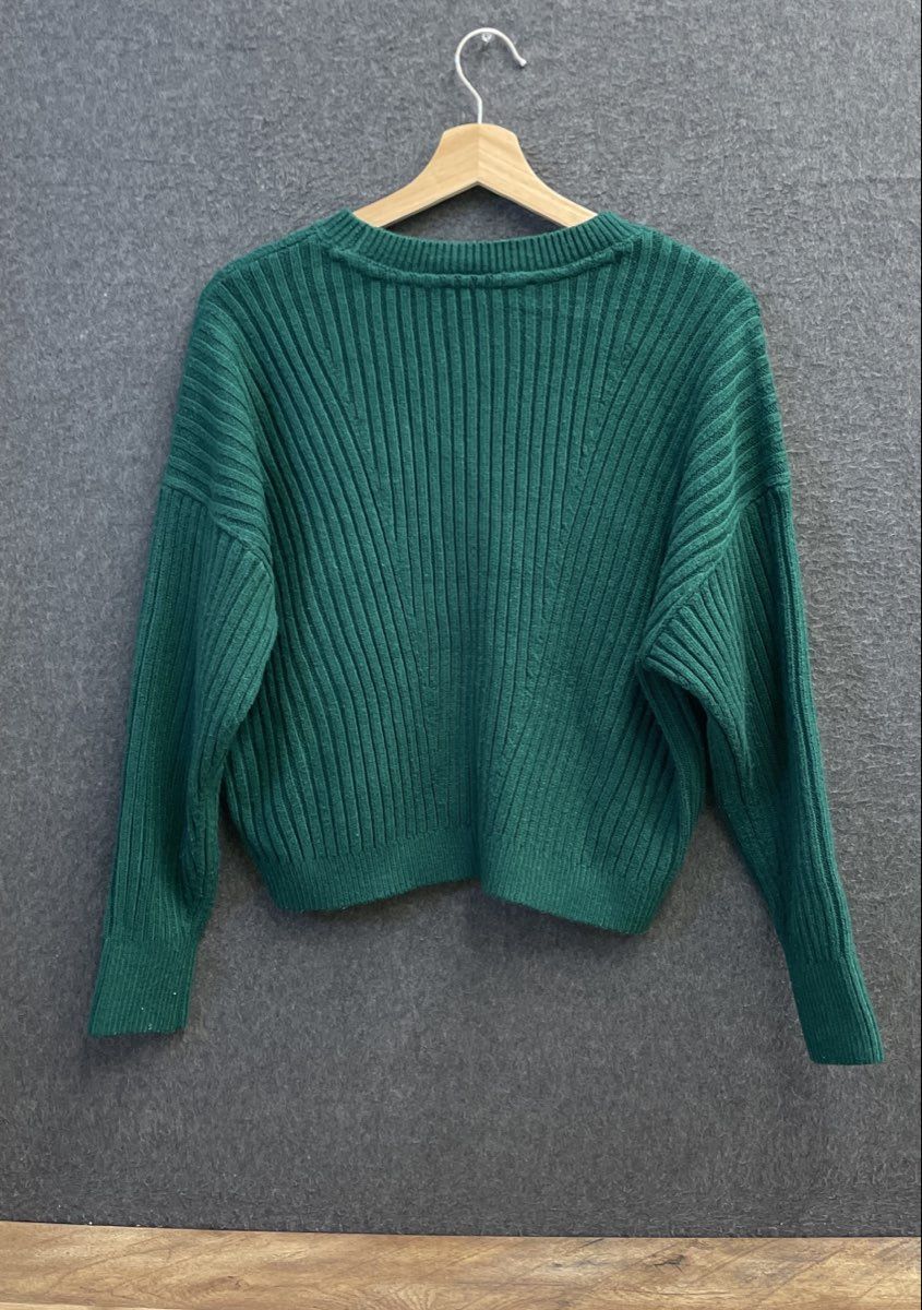 Tommy Hilfiger Women's Green Cable Knit Crew Neck Sweater Size S