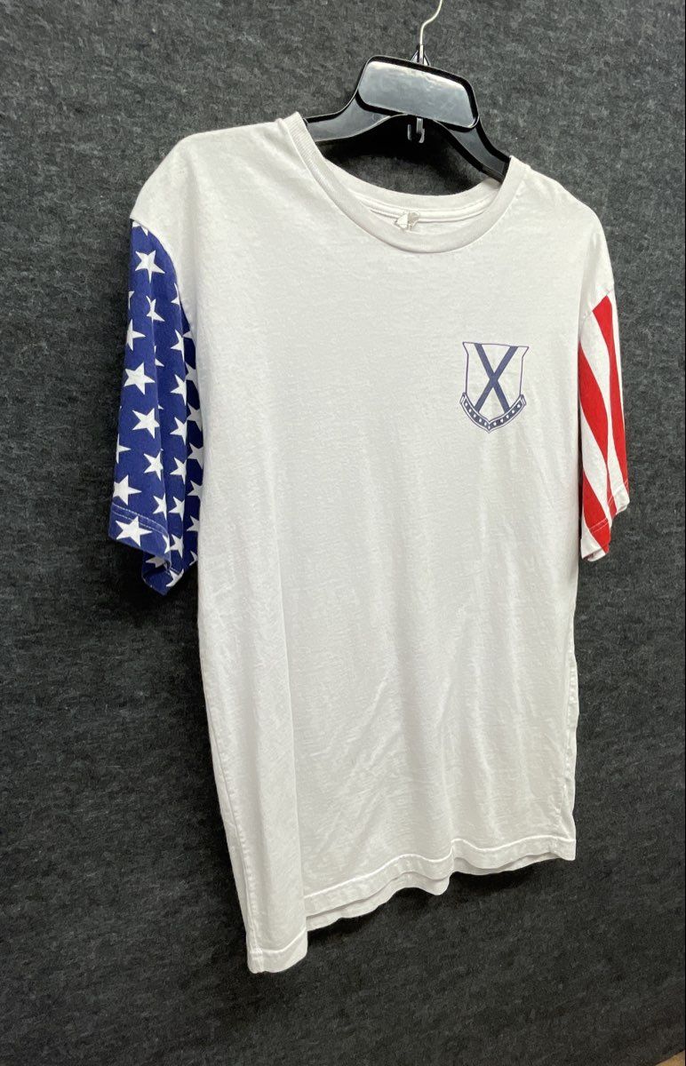 Old Row Happy Birthday America T-Shirt American Flag Sleeves USA Graphic Sz L