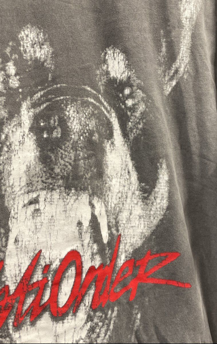 Anti Order Men's T-Shirt Gray Washed Graphic Dog Logo Cotton Streetwear Size M