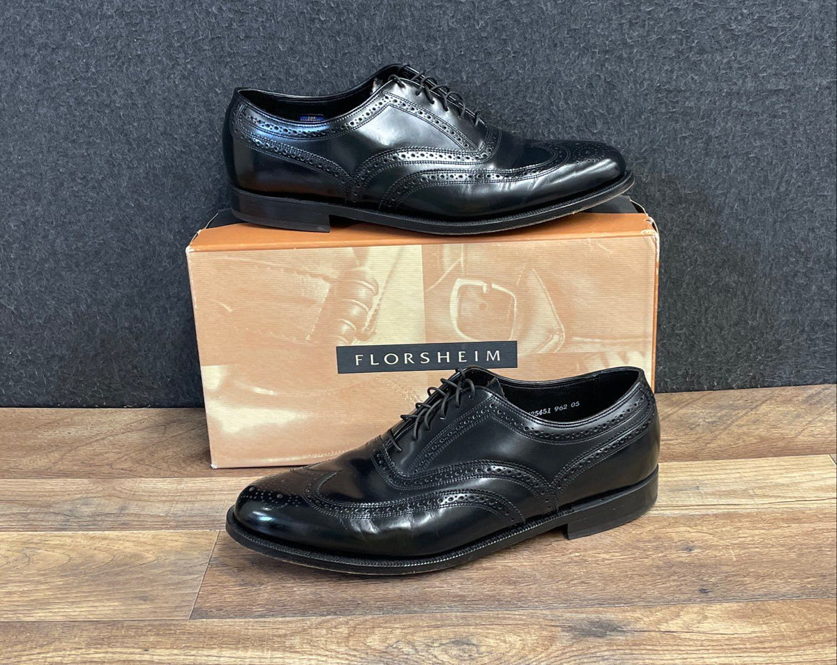 Florsheim Wingtip Oxford Black Leather Dress Shoes Men's Size 11 3E