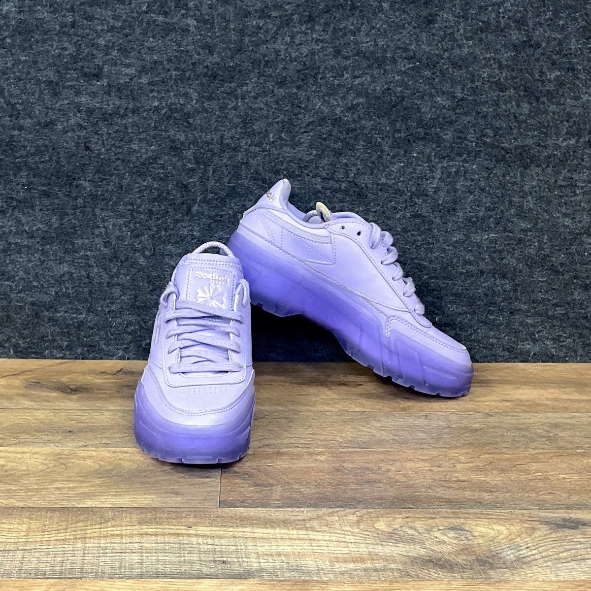 Reebok Club C Cardi B Digital Glow Purple Platform Sneakers Size 4.5
