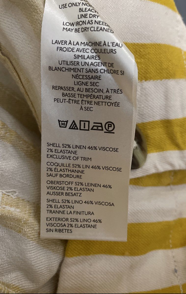 Maeve Women's The Colette Shorts Yellow White Striped Linen Blend Sz 24