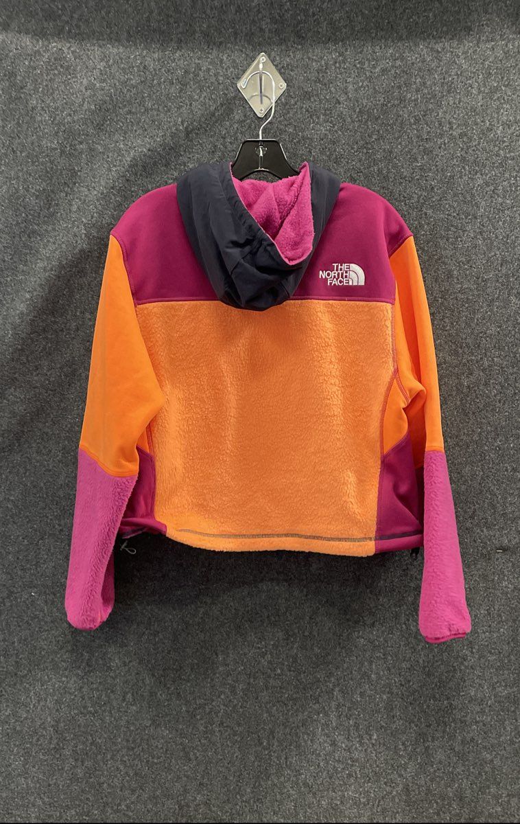 The North Face Women's Cropped Fleece Pullover Hoodie Pink Orange Navy Sz M
