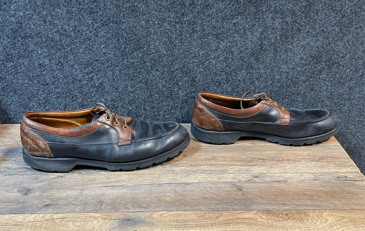 Timberland Men's Black Brown Leather Moc Toe Vibram Lug Sole Oxfords Size 13 M