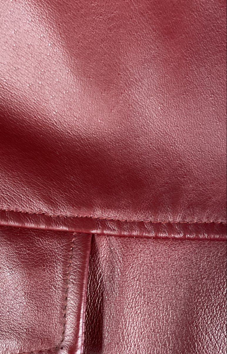Vintage Y2K Terry Lewis Women's Burgundy Genuine Leather Jacket Sz L