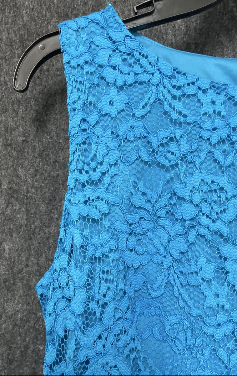 Lauren Ralph Lauren Women's Bright Blue Lace Sleeveless Sheath Dress Sz 10