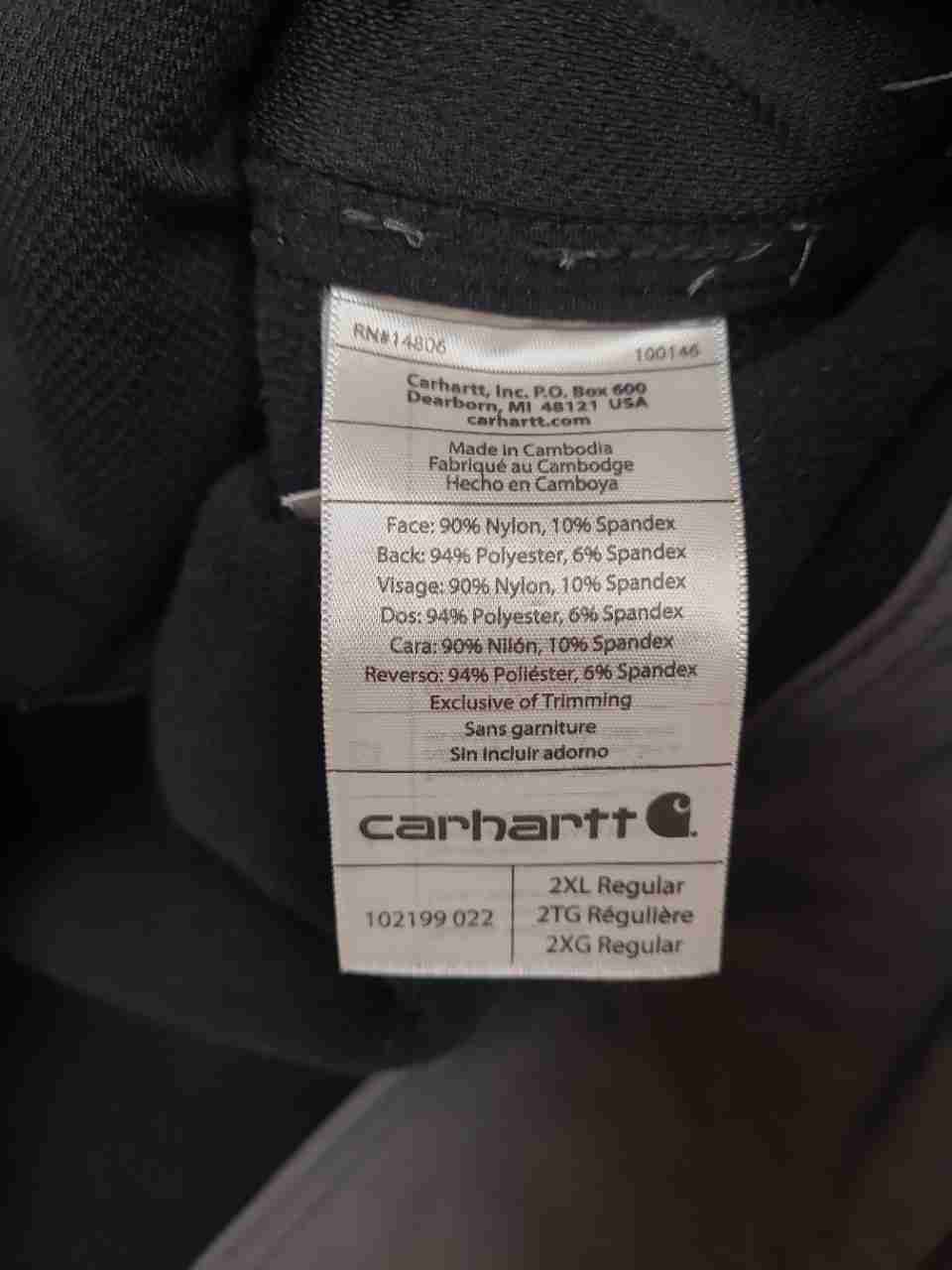 Carhartt 102199 Crowley Softshell Full Zip Water Repellent Jacket Gray Sz 2XL
