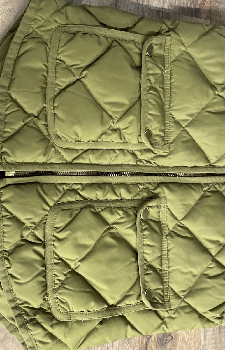 J.Crew Women's Olive Green Diamond Quilted Down Puffer Vest Sz PXS