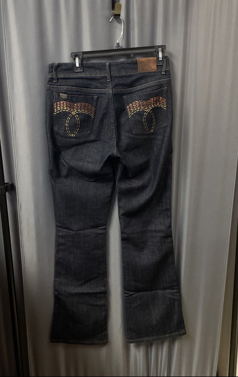 Jordache Legacy Women's Alexis Dark Blue Bootcut Jeans Decorative Pockets Sz 6