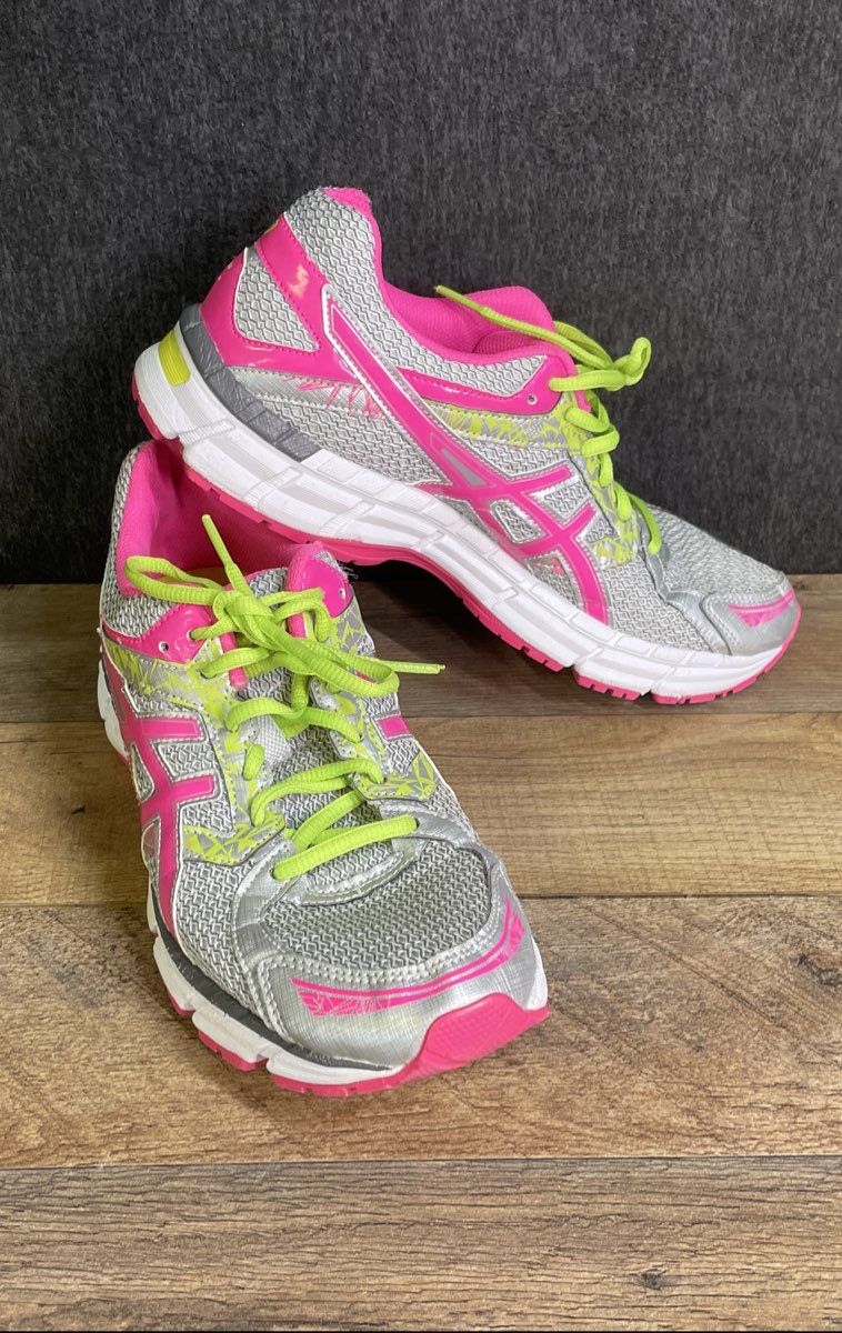 Asics Gel Excite 3 Pink Silver Lime Green Running Shoes Women's Size 10