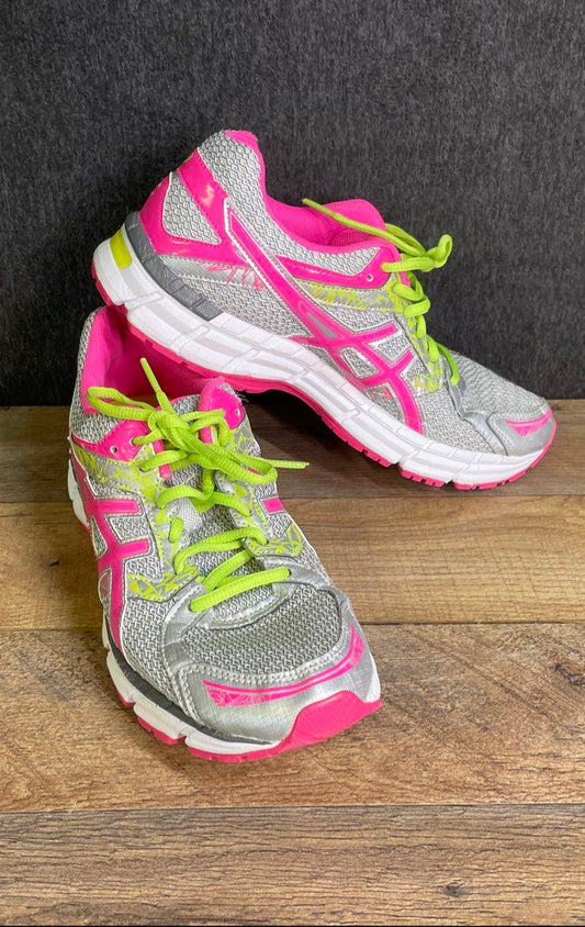Asics Gel Excite 3 Pink Silver Lime Green Running Shoes Women's Size 10