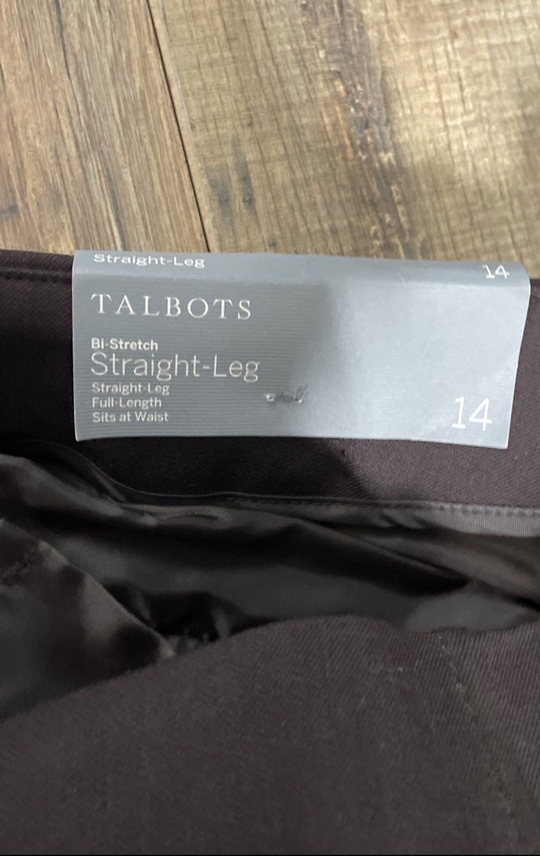 Talbots Women's Brown Bi-Stretch Straight-Leg Pants Sits at Waist Size 14 NWT