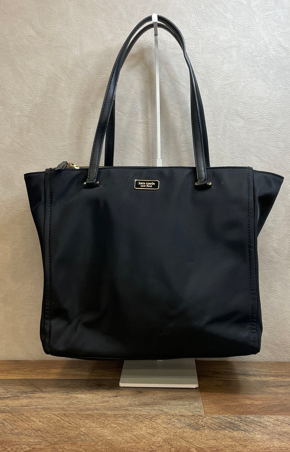 Kate Spade Black Nylon Shoulder Tote Bag Gold Tone Hardware